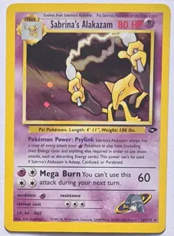 Sabrina's Alakazam Pokemon Gym Challenge 16/132 Holo Rare Pokemon TCG Card - Image 1