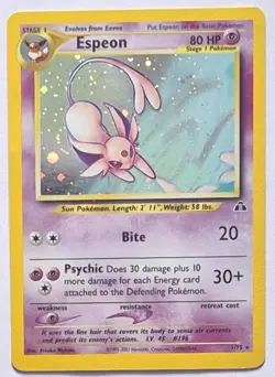 Espeon Pokemon Neo Discovery TCG 1/75 Holo Unlimited Rare Pokemon Card - Image 1