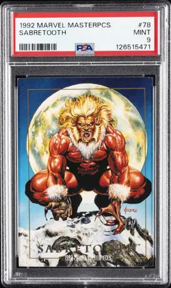 1992 MARVEL MASTERPIECES #78 SABRETOOTH PSA 9 - Image 1