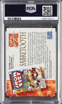 1992 MARVEL MASTERPIECES #78 SABRETOOTH PSA 9 - Image 2