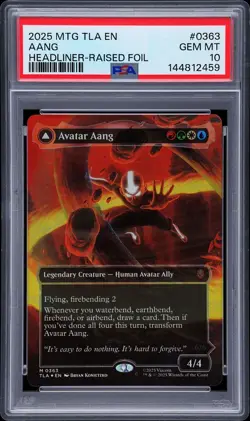 2025 MTG Avatar The Last Airbender, Aang Headliner Raised Foil PSA Gem Mint 10 - Image 1