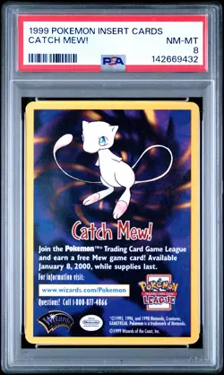 1999 POKEMON INSERT CARDS CATCH MEW! PSA 8 - Image 1