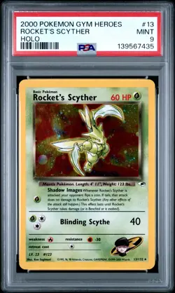 2000 POKEMON GYM HEROES HOLO #13 ROCKET'S SCYTHER PSA 9 - Image 1