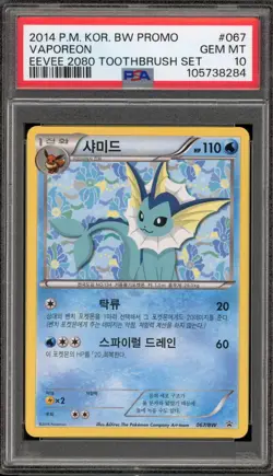 Pokemon Vaporeon Eevee 2080 Toothbrush Set KOREAN Promo 067/BW PSA 10 Gem Mint - Image 1
