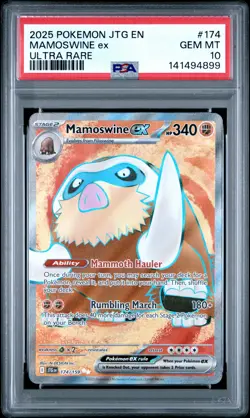 2025 POKEMON JTG EN-JOURNEY TOGETHER ULTRA RARE #174 MAMOSWINE EX PSA 10 - Image 1