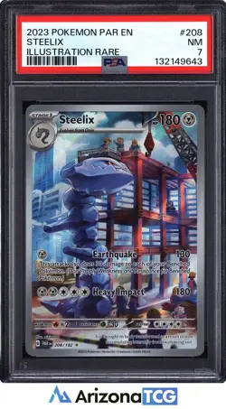 Pokemon 2023 Steelix 208/182 Full Art Illustration Rare Paradox Rift PSA 7 - Image 1