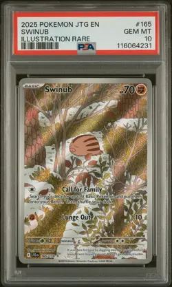 2025 POKEMON JTG EN-JOURNEY TOGETHER ILLUSTRATION RARE #165 SWINUB PSA 10 - Image 1