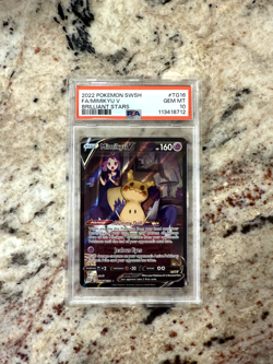 2022 POKEMON SWORD & SHIELD BRILLIANT STARS #TG16 FULL ART/MIMIKYU V PSA 10 - Image 1