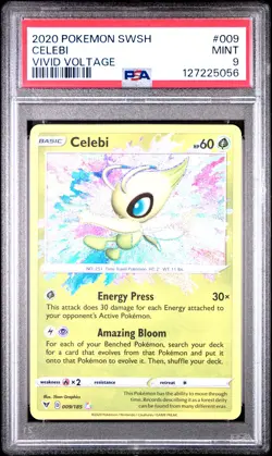 2020 POKEMON SWORD & SHIELD VIVID VOLTAGE #009 CELEBI PSA 9 - Image 1