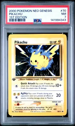 2000 POKEMON NEO GENESIS 1ST EDITION #70 PIKACHU PSA 7 - Image 1