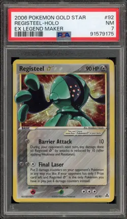 Pokemon Registeel Gold Star EX Legend Maker Holo Ultra Rare #92 PSA 7 - Image 1
