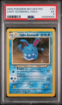 2002 POKEMON NEO DESTINY #13 LIGHT AZUMARILL-HOLO PSA 5 - Image 1
