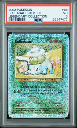 2002 POKEMON LEGENDARY COLLECTION #68 BULBASAUR-REVERSE FOIL PSA 3 - Image 1