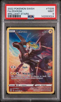 2022 POKEMON SWORD & SHIELD BRILLIANT STARS #TG05 FULL ART/ZEKROM PSA 9 - Image 1