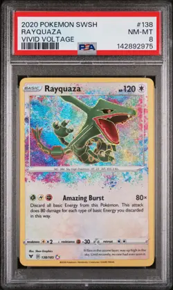 2020 POKEMON SWORD & SHIELD VIVID VOLTAGE #138 RAYQUAZA PSA 8 - Image 1