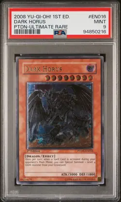 Dark Horus PTDN-EN016 1st Edition EURO ultimate Rare Yugioh PSA 9 *216 - Image 1