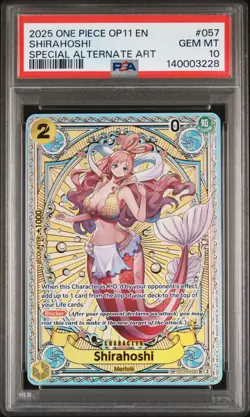 2025 ONE PIECE OP11-A FIST OF DIVINE SPEED #057 SHIRAHOSHI PSA 10 - Image 1