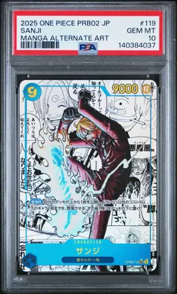 2025 ONE PIECE JAPANESE PRB02 MANGA ALTERNATE ART #119 SANJI PSA 10 - Image 1