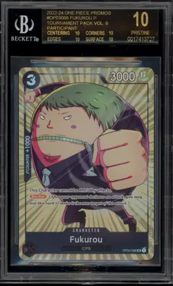 One Piece CCG Fukurou Tournament Pk. Vol. 6 Promo OP03-088 BGS 10 BLACK LABEL - Image 1
