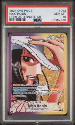 One Piece Nico Robin OP09-062 Alternative Art Leader English Edition PSA 10 - Image 1