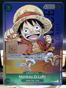 Monkey.D.Luffy 1st Anniversary Tournament P-037 One Piece Promo Stamped Foil! - Image 1
