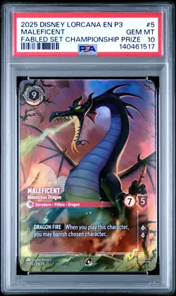 2025 DISNEY LORCANA EN P3-PROMO #5 MALEFICENT MONSTROUS DRAGON PSA 10 - Image 1