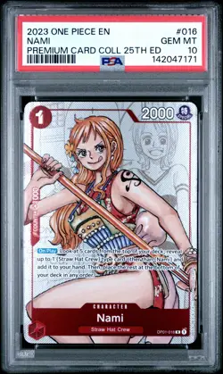 2023 ONE PIECE PREM BANDAI PREMIUM CARD COLL 25TH ED #016 NAMI PSA 10 - Image 1