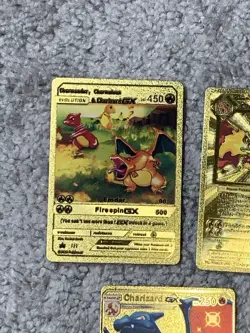 Set of 5 Charizard Gold Foil Fan Art Display Cards NM! - Image 2