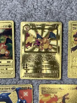 Set of 5 Charizard Gold Foil Fan Art Display Cards NM! - Image 3