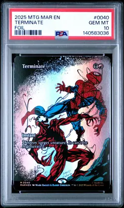 2025 MTG MARVEL'S SPIDER-MAN: SOURCE MATERIAL FOIL #0040 TERMINATE PSA 10 - Image 1