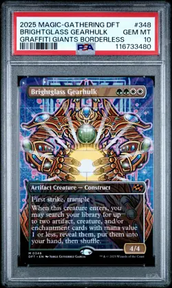 2025 MTG AETHERDRIFT GRAFFITI GIANTS BORDERLESS BRIGHTGLASS GEARHULK PSA 10 - Image 1