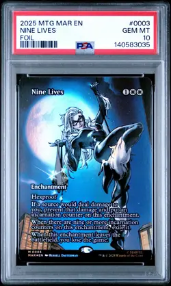 2025 MTG MARVEL'S SPIDER-MAN: SOURCE MATERIAL FOIL #0003 NINE LIVES PSA 10 - Image 1