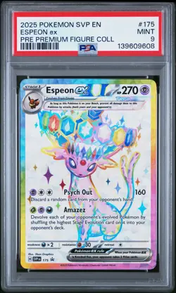 2025 POKEMON PRISMATIC EVOLUTIONS PREMIUM FIGURE COLLECTION ESPEON EX PSA 9 - Image 1
