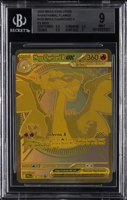 2025 POKEMON MEGA EVOLUTION PHANTASMAL FLAMES EX MHR MEGA CHARIZARD X EX BGS 9 - Image 1