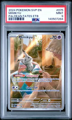 2024 POKEMON SVP PALDEAN FATES ETB PROMO #075 MIMIKYU PSA 9 - Image 1