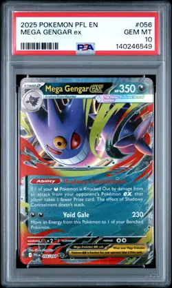2025 POKEMON PFL EN-PHANTASMAL FLAMES #056 MEGA GENGAR EX PSA 10 - Image 1