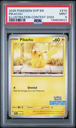 2025 POKEMON SVP EN-SV BLACK STAR PROMO ILLUSTRATION CONTEST 2024 PIKACHU PSA 9 - Image 1