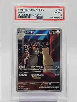 PERSIAN 2024 POKEMON SHROUDED FABLE ILLUSTRATION RARE 078/064 PSA 8 Q0004 - Image 1
