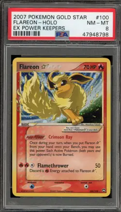 Pokemon Flareon Gold Star EX Power Keepers Holo Ultra Rare #100 PSA 8 - Image 1