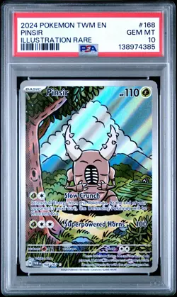 2024 POKEMON TWM EN-TWILIGHT MASQUERADE ILLUSTRATION RARE #168 PINSIR PSA 10 - Image 1