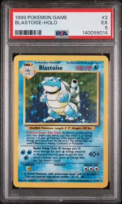 1999 POKEMON BASE SET UNLIMITED #2 BLASTOISE-HOLO PSA 5 - Image 1