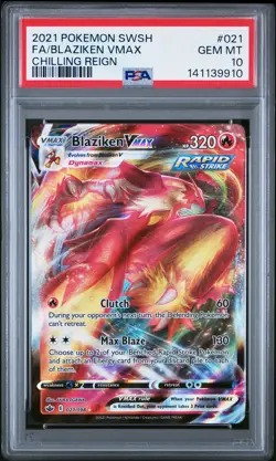 2021 POKEMON SWORD & SHIELD CHILLING REIGN #021 FULL ART/BLAZIKEN VMAX PSA 10 - Image 1