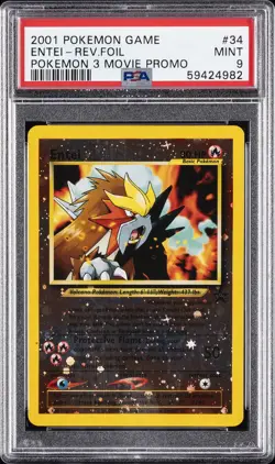 2001 POKEMON GAME MOVIE POKEMON 3 MOVIE PROMO #34 ENTEI-REVERSE FOIL PSA 9 - Image 1