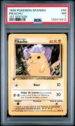 1999 POKEMON SPANISH #58 PIKACHU 1ST EDITION PSA 7 - Image 1