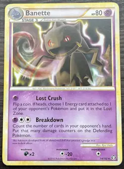 Banette 14/102 Pokemon TCG HGSS Triumphant Rare Non Holo Moderately Played MP - Image 1