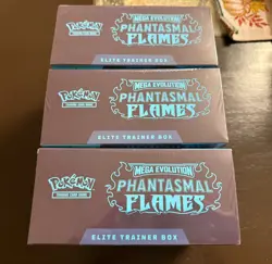LOT OF 3 Pokemon Mega Evolution Phantasmal Flames Elite Trainer Box ETB - Image 3
