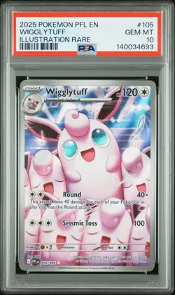 2025 POKEMON PFL EN-PHANTASMAL FLAMES ILLUSTRATION RARE #105 WIGGLYTUFF PSA 10 - Image 1