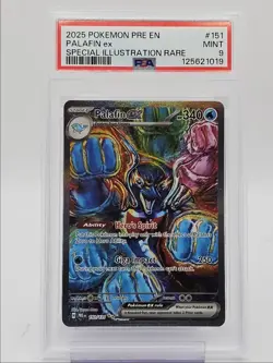 PALAFIN EX 2025 POKEMON PRISMATIC SPECIAL ILLUSTRATION RARE 151 PSA 9 Q0004 - Image 1
