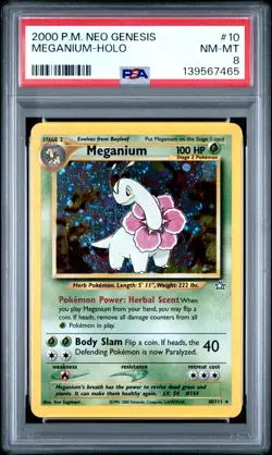 2000 POKEMON NEO GENESIS #10 MEGANIUM-HOLO PSA 8 - Image 1
