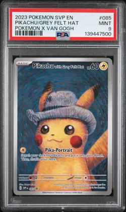 2023 POKEMON SVP POKEMON X VAN GOGH PROMO #085 PIKACHU WITH GREY FELT HAT PSA 9 - Image 1